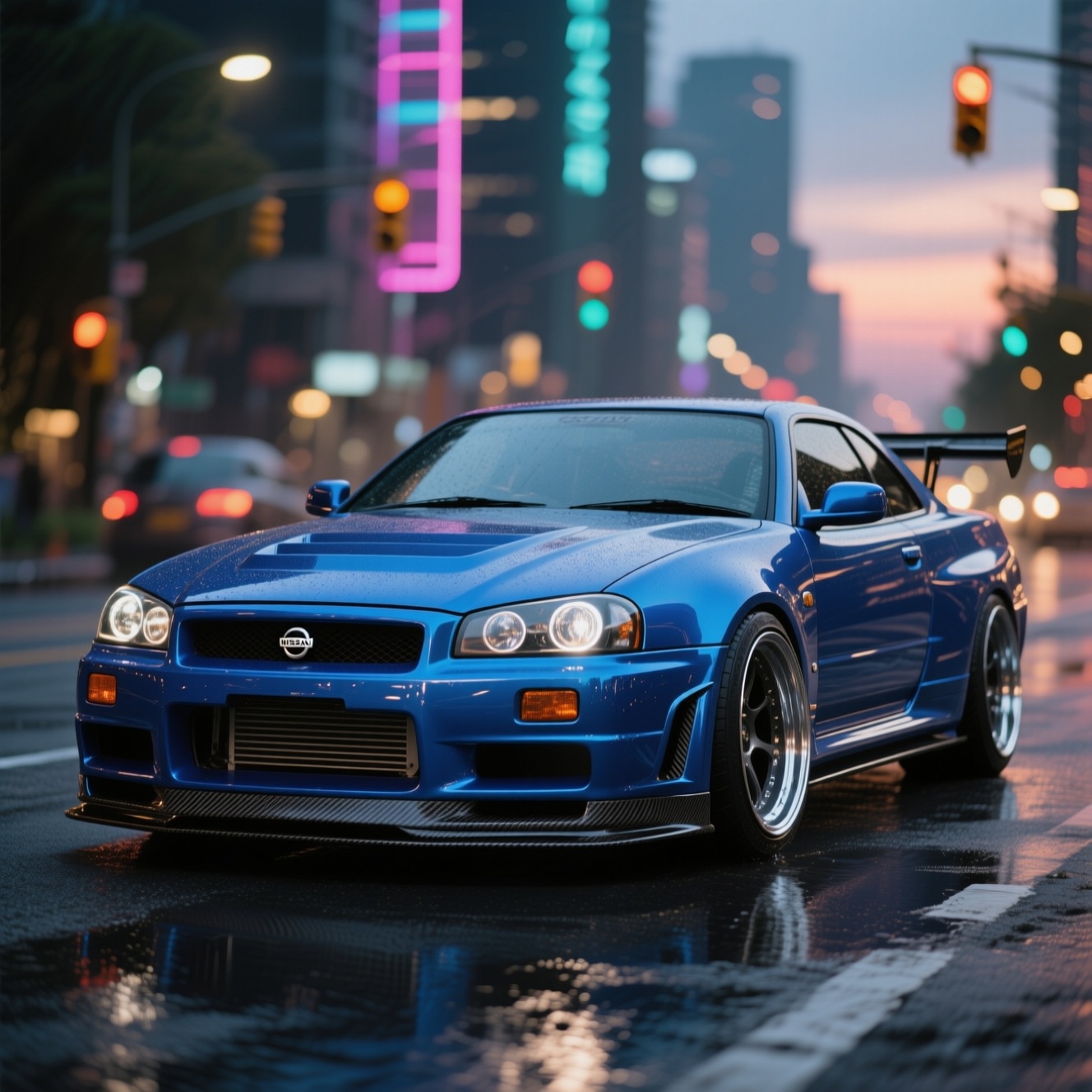 Coche tuning modificado con luces LED multicolor